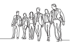 pencil drawing of businesses men and women